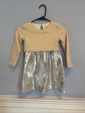 Appaman Cream Knit Top with Silver Metallic Skirt Dress
